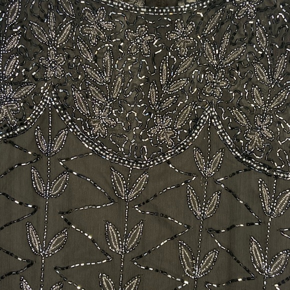 Vintage Elegant Evening Black Silk Beaded Blouse - Picture 3 of 6